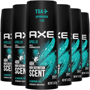 AXE Apollo desodorante de viaje, envase compacto para viajar fresco.