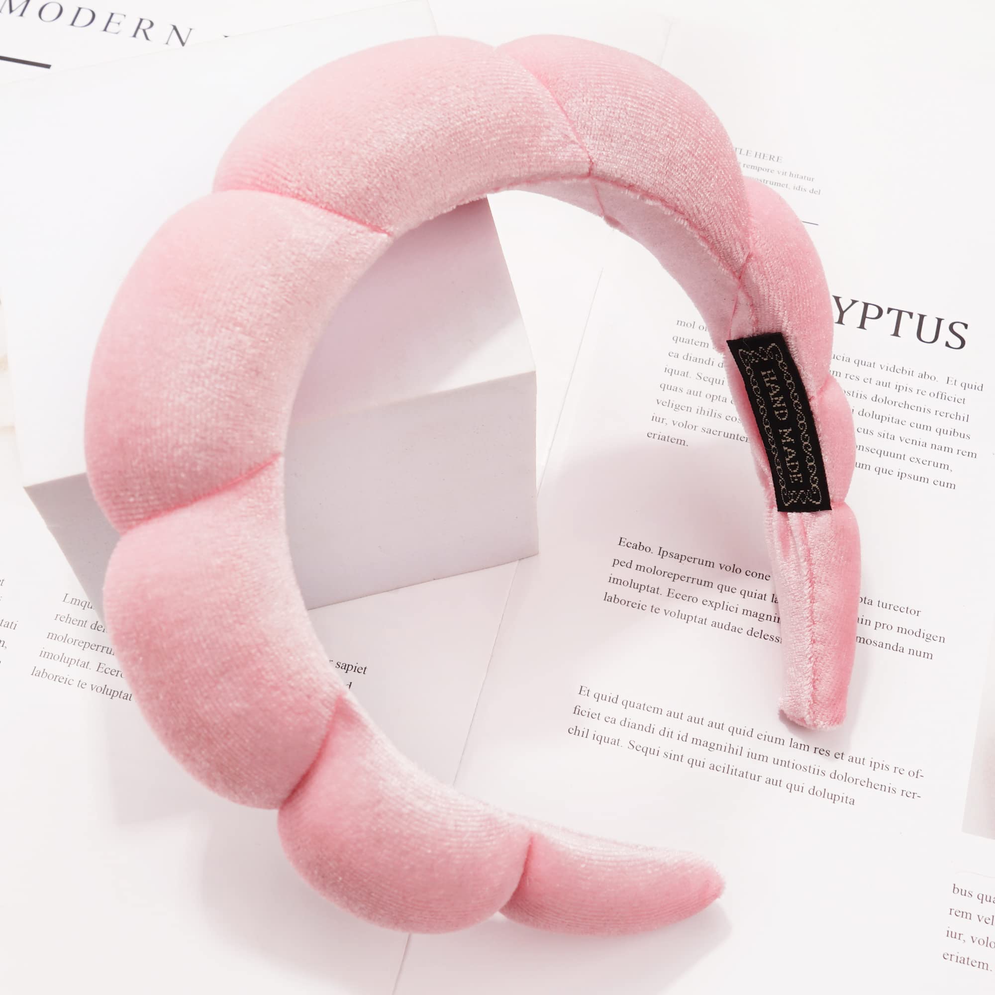 Ayesha banda spa para maquillaje rosa, diseño para fijar el cabello durante el maquillaje.