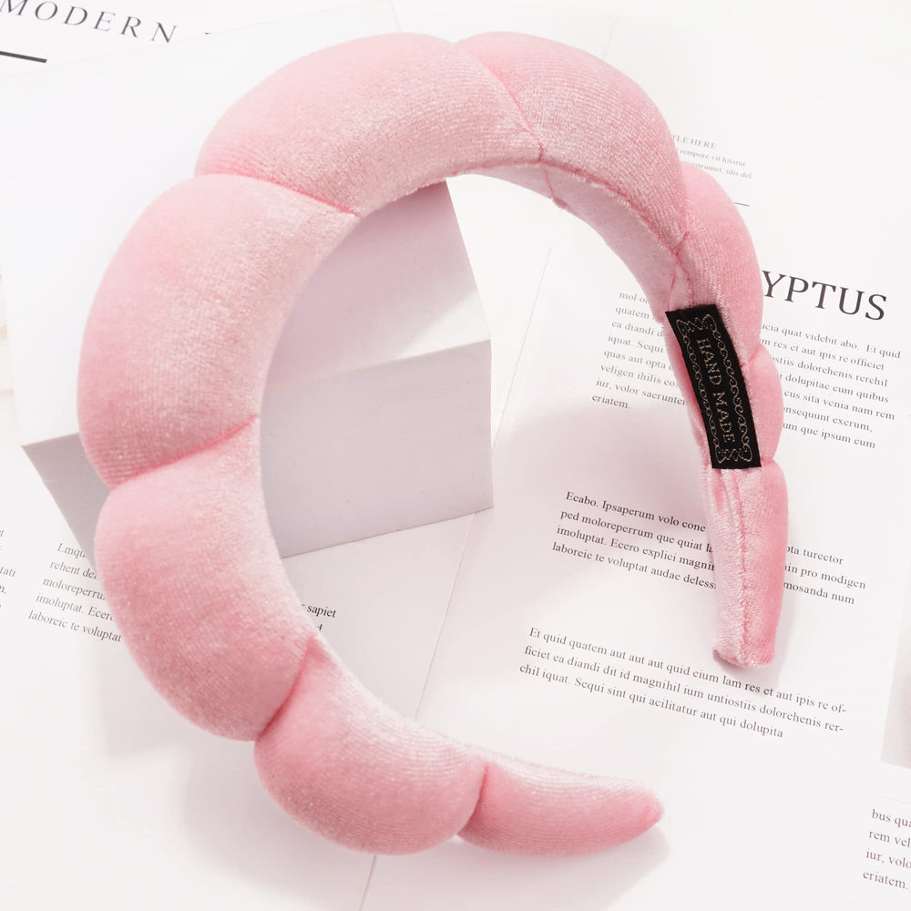 Ayesha banda spa para maquillaje rosa, diseño para fijar el cabello durante el maquillaje.