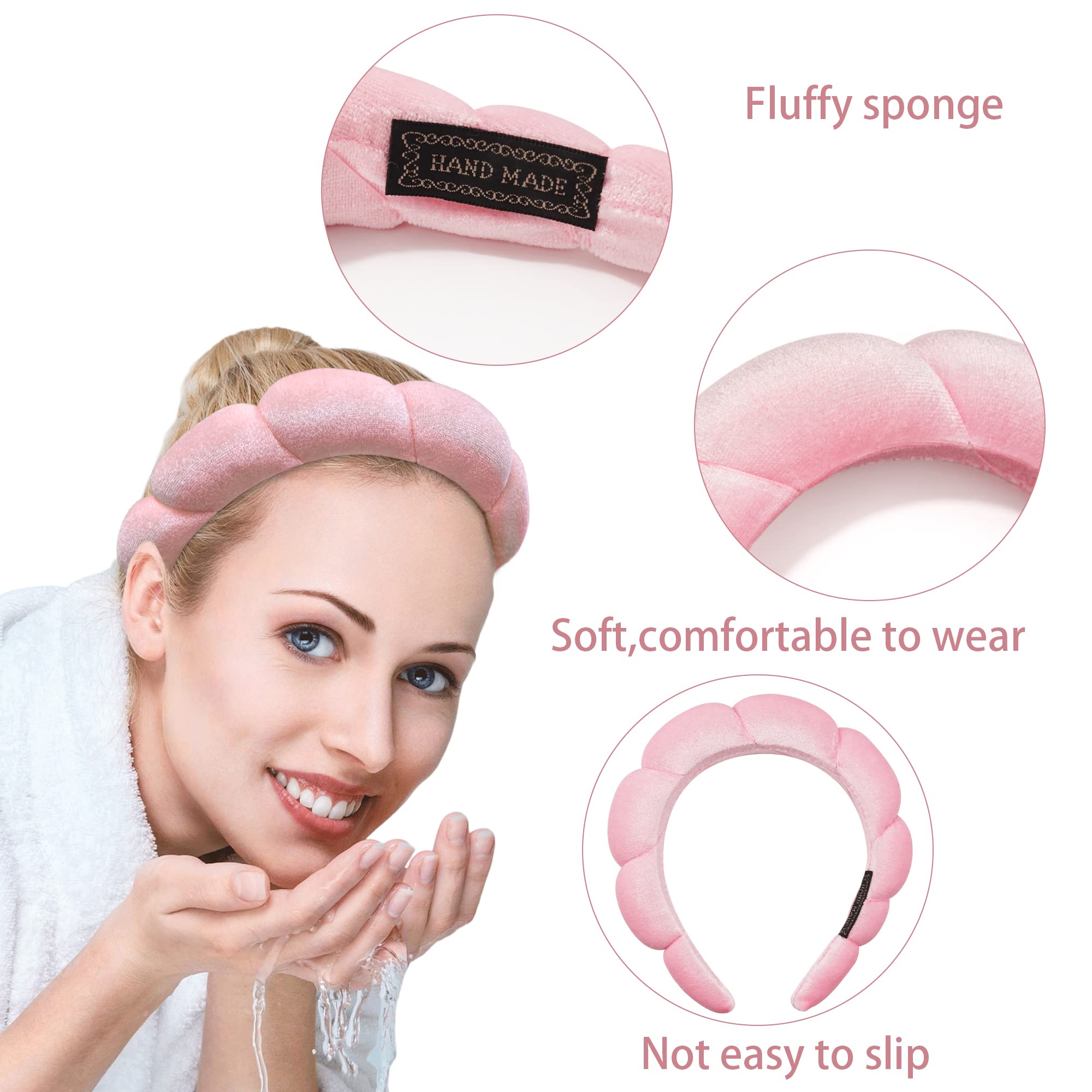 Ayesha banda spa cuidado facial rosa, evita pellizcos al retirar mascarilla.
