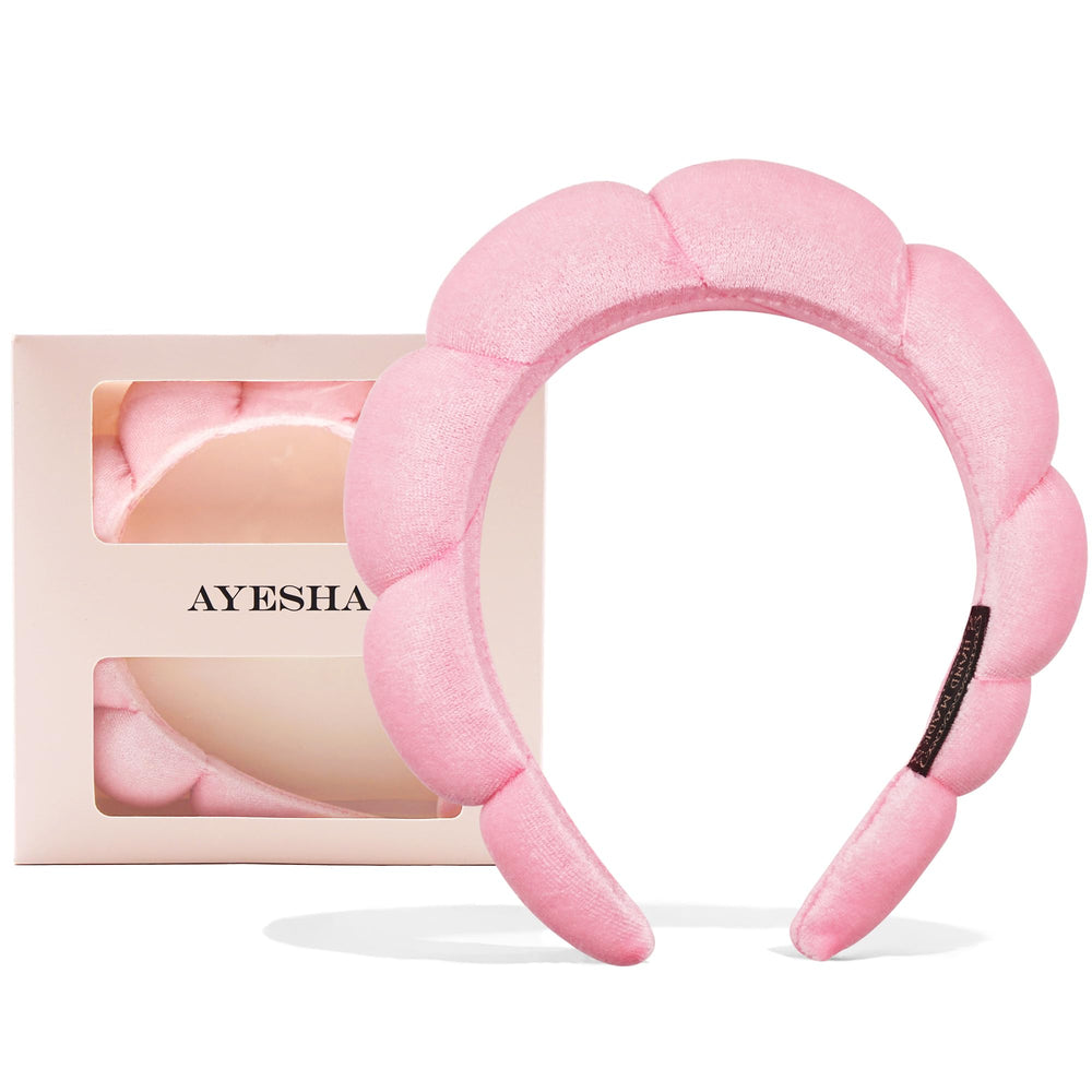 Ayesha banda spa nube rosa, suave y cómoda para lavar la cara sin tirar del cabello.