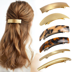 Ayesha: clip dorado para pelo plano sujetando peinado con estilo todo el día