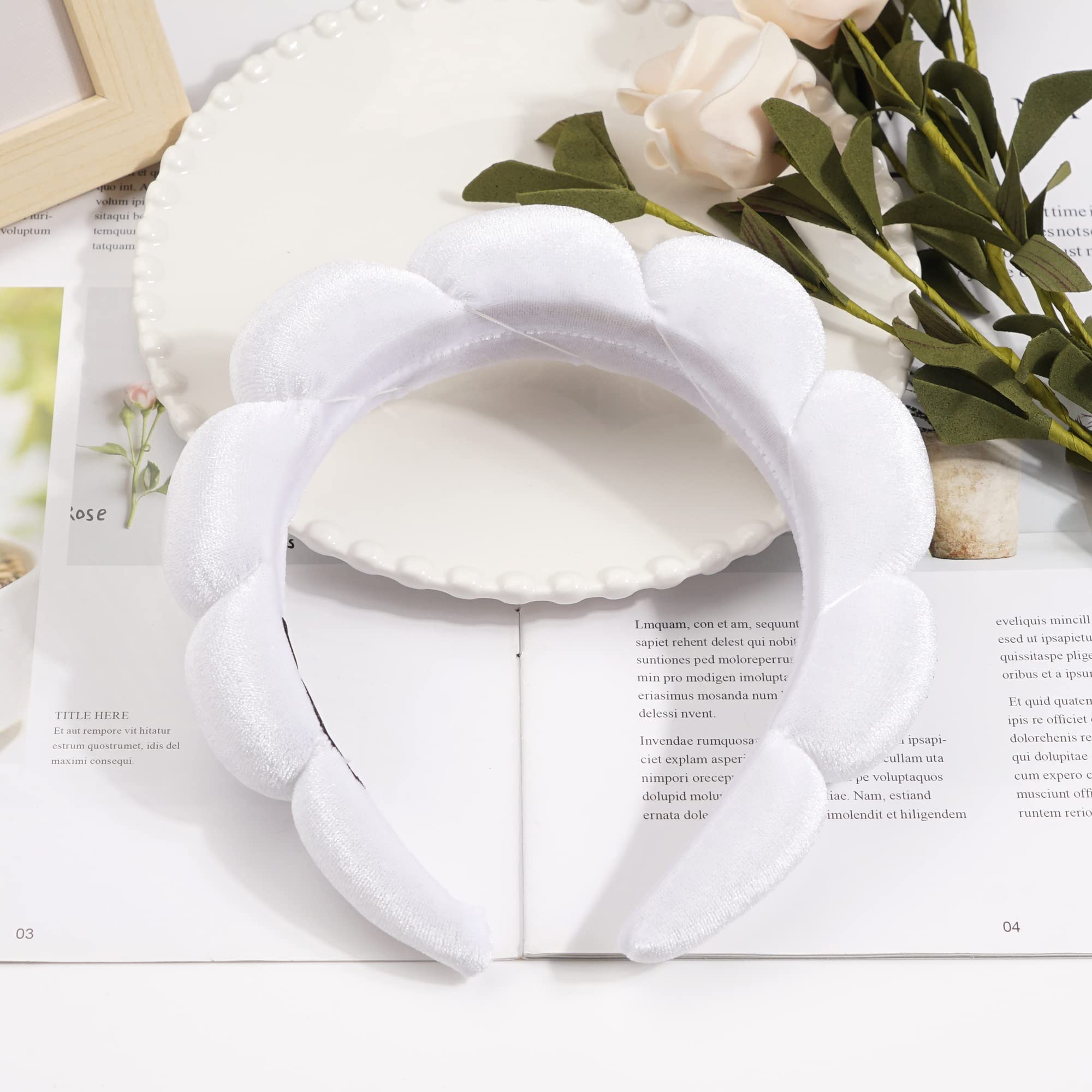 Ayesha diadema spa, textura esponjosa suave para tratamientos faciales