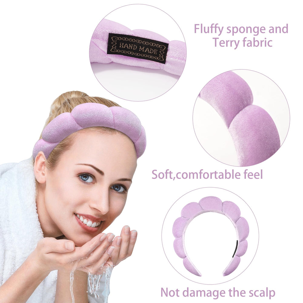 Ayesha Spa Headband morado protege las orejas y evita tirones durante el uso.