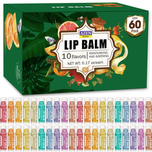 AZEN 60-pack bálsamos labiales en estuche, cuidado diario para labios suaves.