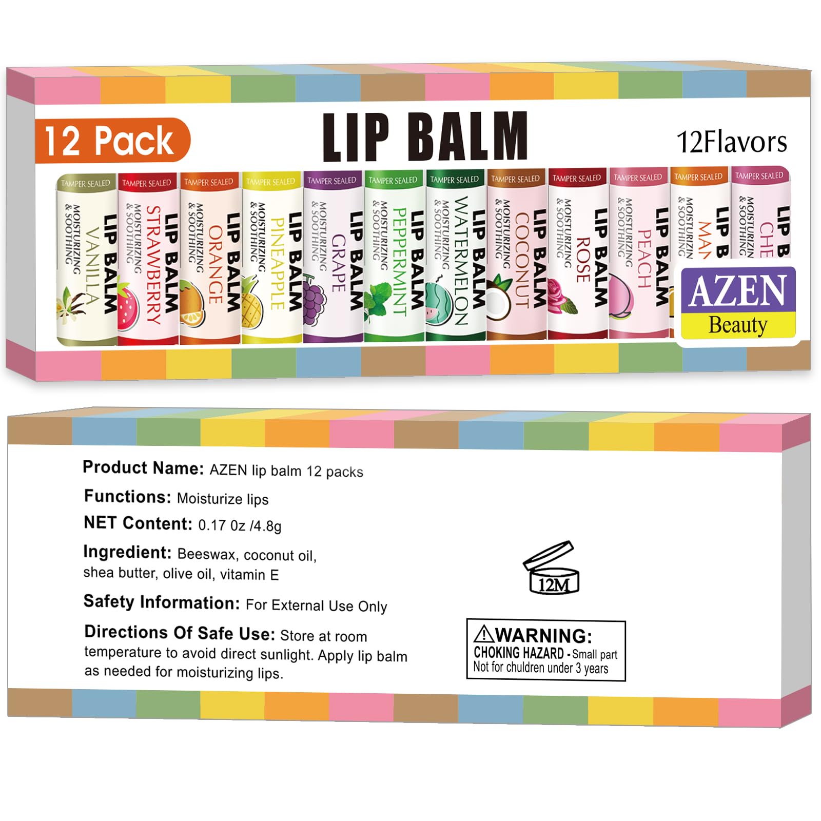 AZEN bálsamo labial cereza, sabor agradable y suavizante