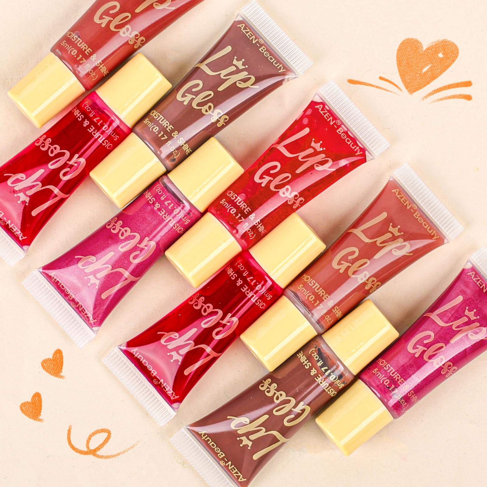 AZEN brillo labial nutritivo con vitamina E y coco, brillo delicado.