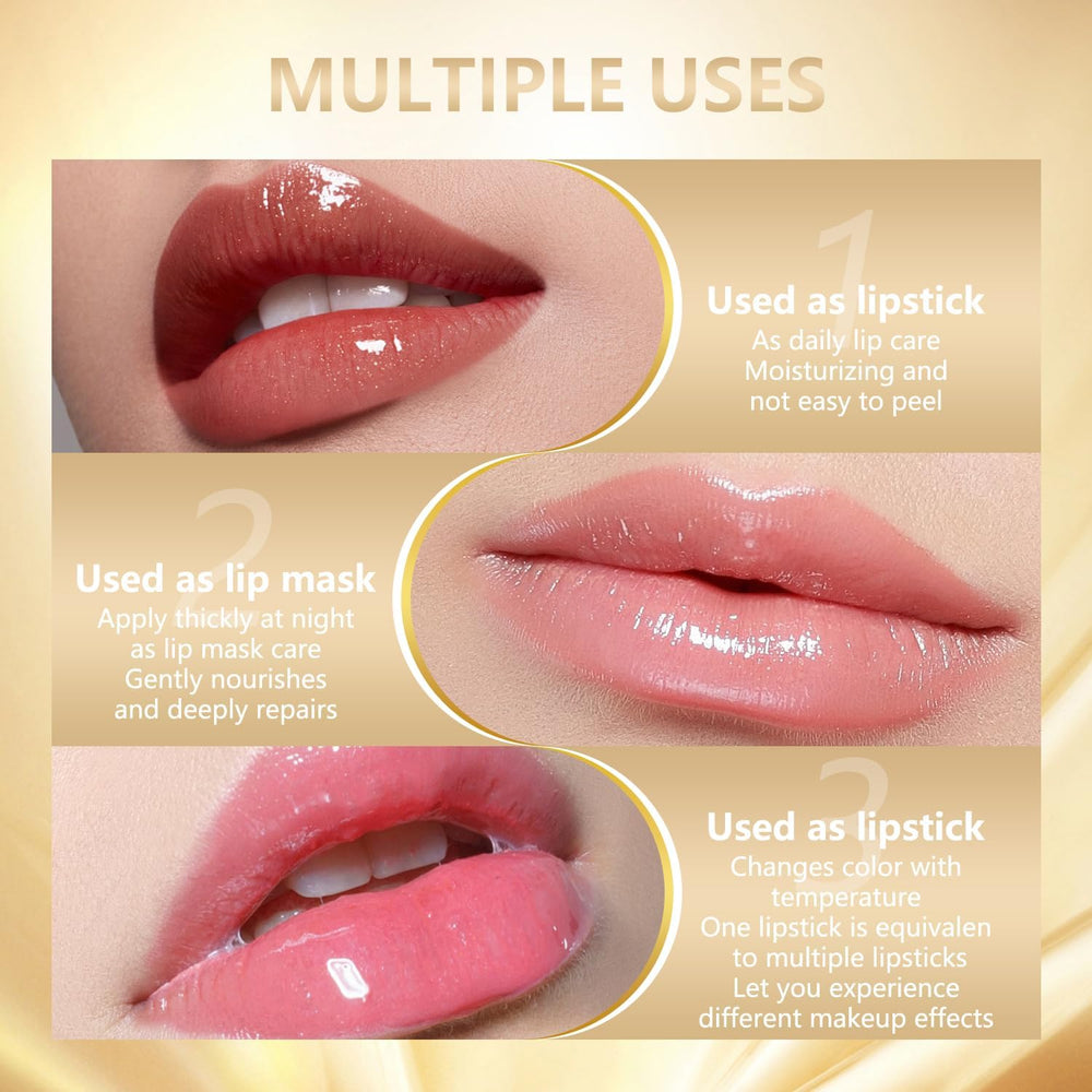 Azmaker labial bálsamo transparente de doble uso como rubor ligero.