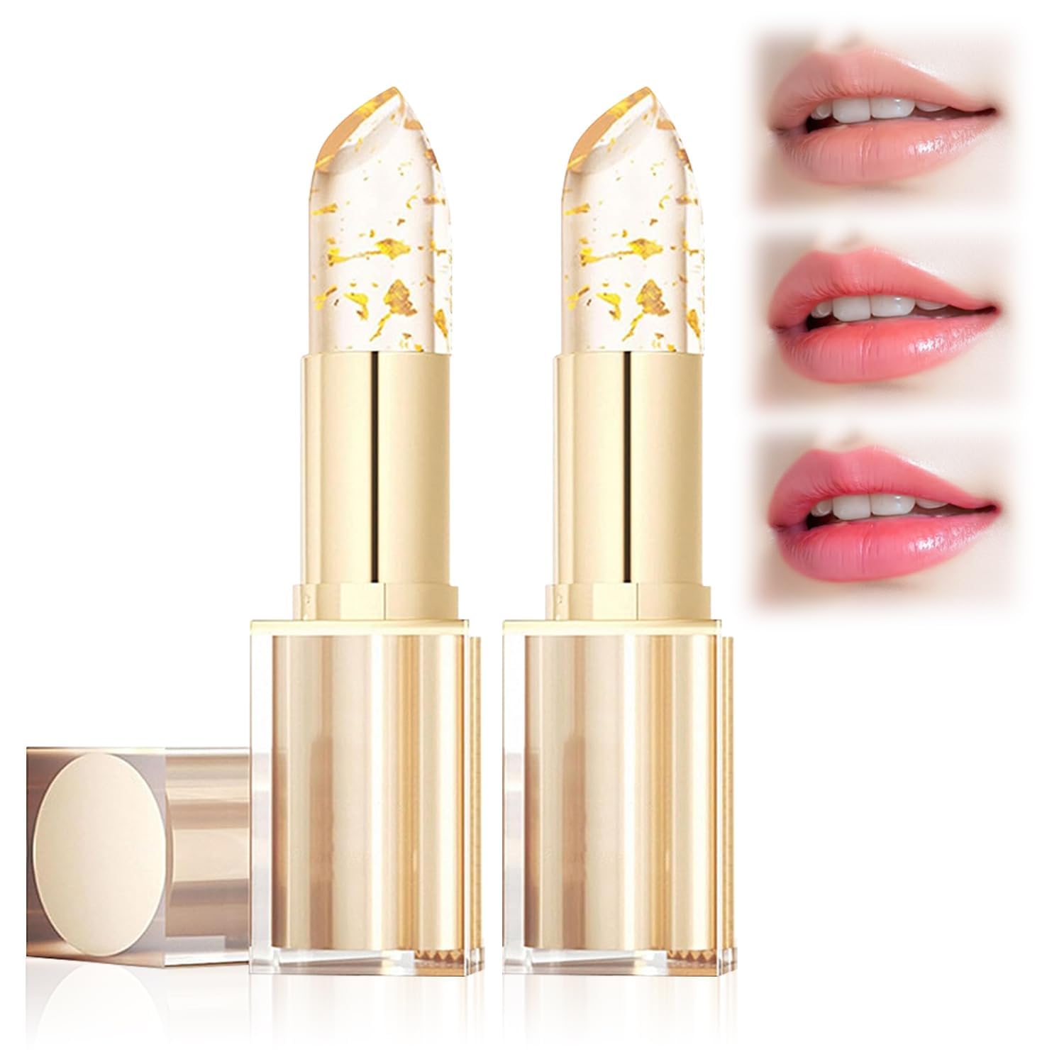 Azmaker labial cambia de color con cristales dorados para tono único.