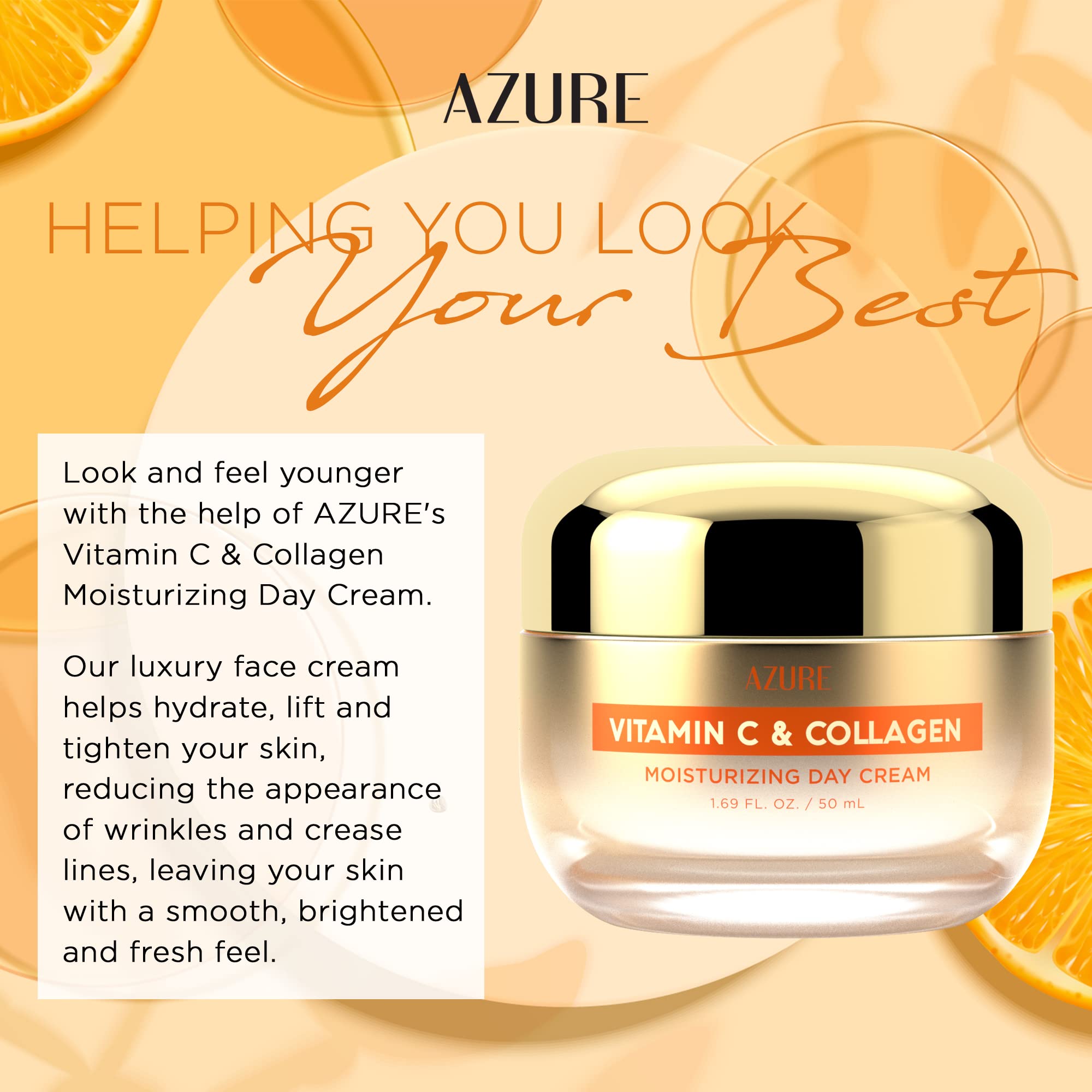 Azure Cosmetics Vitamina C y Colágeno, textura cremosa que hidrata todo el día