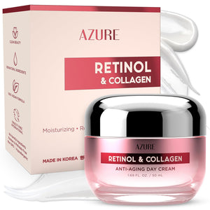 Azure Cosmetics Retinol Colágeno crema facial en envase, mejora hidratación y firmeza de la piel.