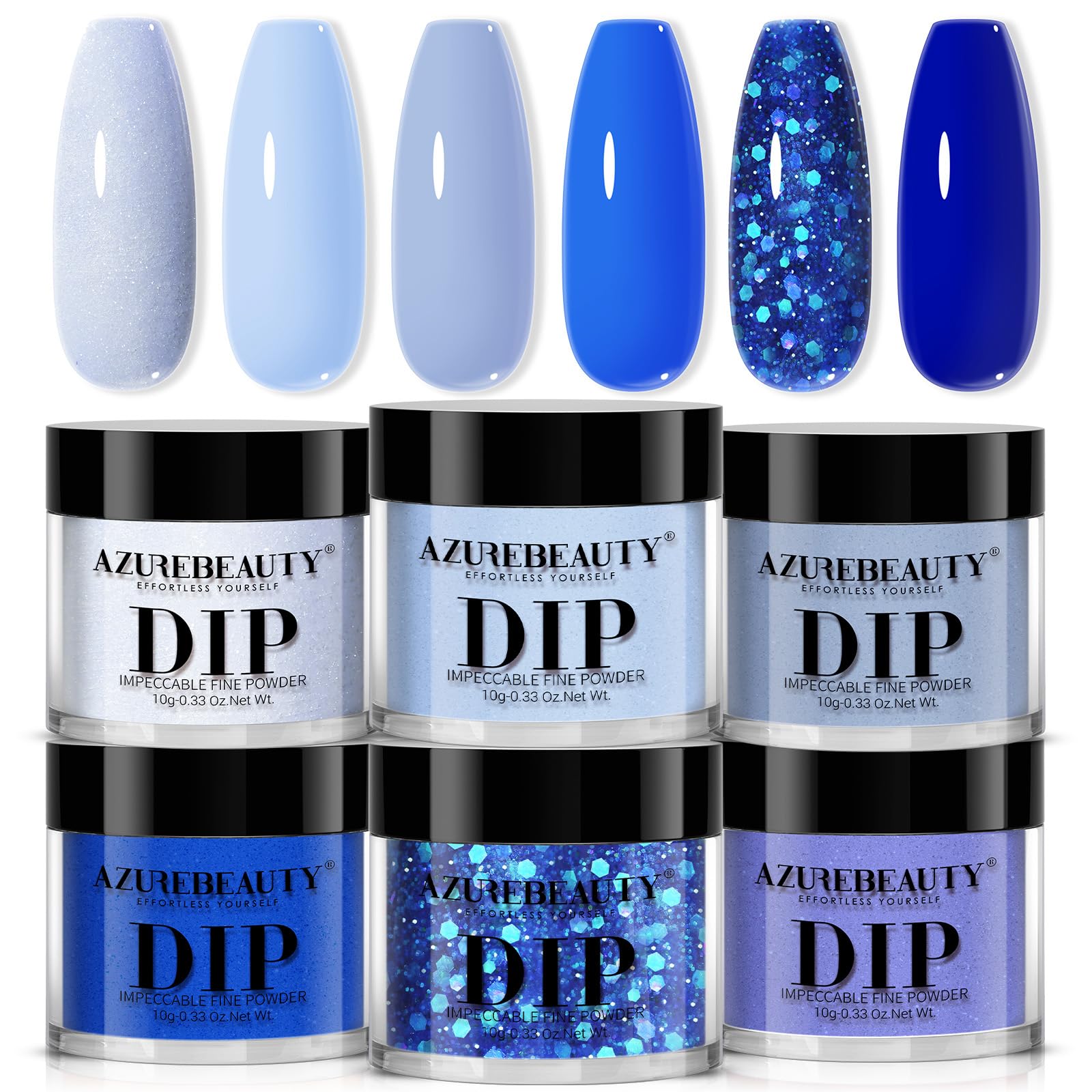 AZUREBEAUTY Dip Powder conjunto de 6 colores, opción versátil para diferentes looks.