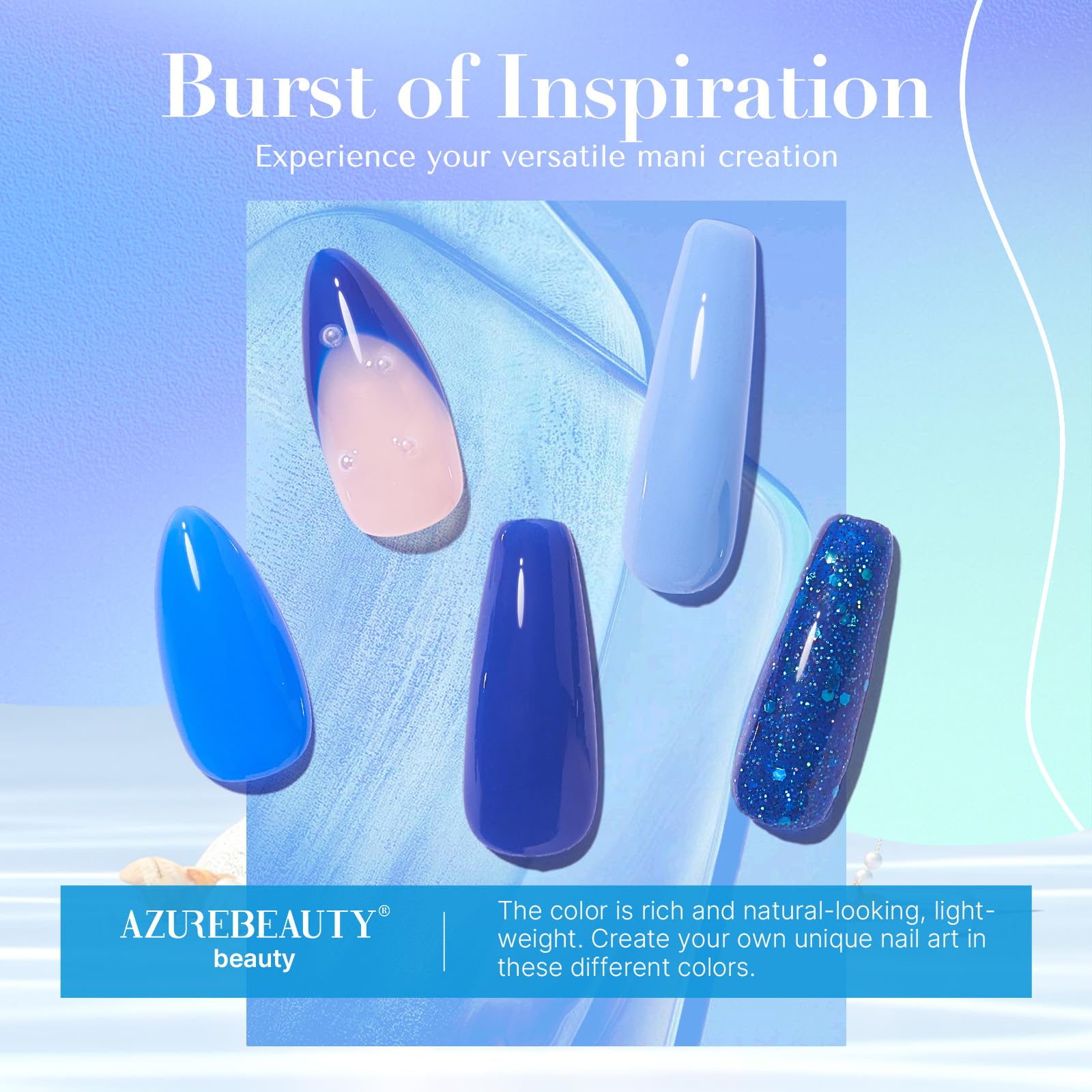AZUREBEAUTY Dip Powder fórmula enriquecida con calcio y vitaminas para uñas sanas.