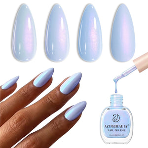 Esmalte AZUREBEAUTY Celestial Blue en frasco, color intenso para uñas