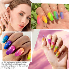 AZUREBEAUTY Esmalte neón verde con brillo para uñas.