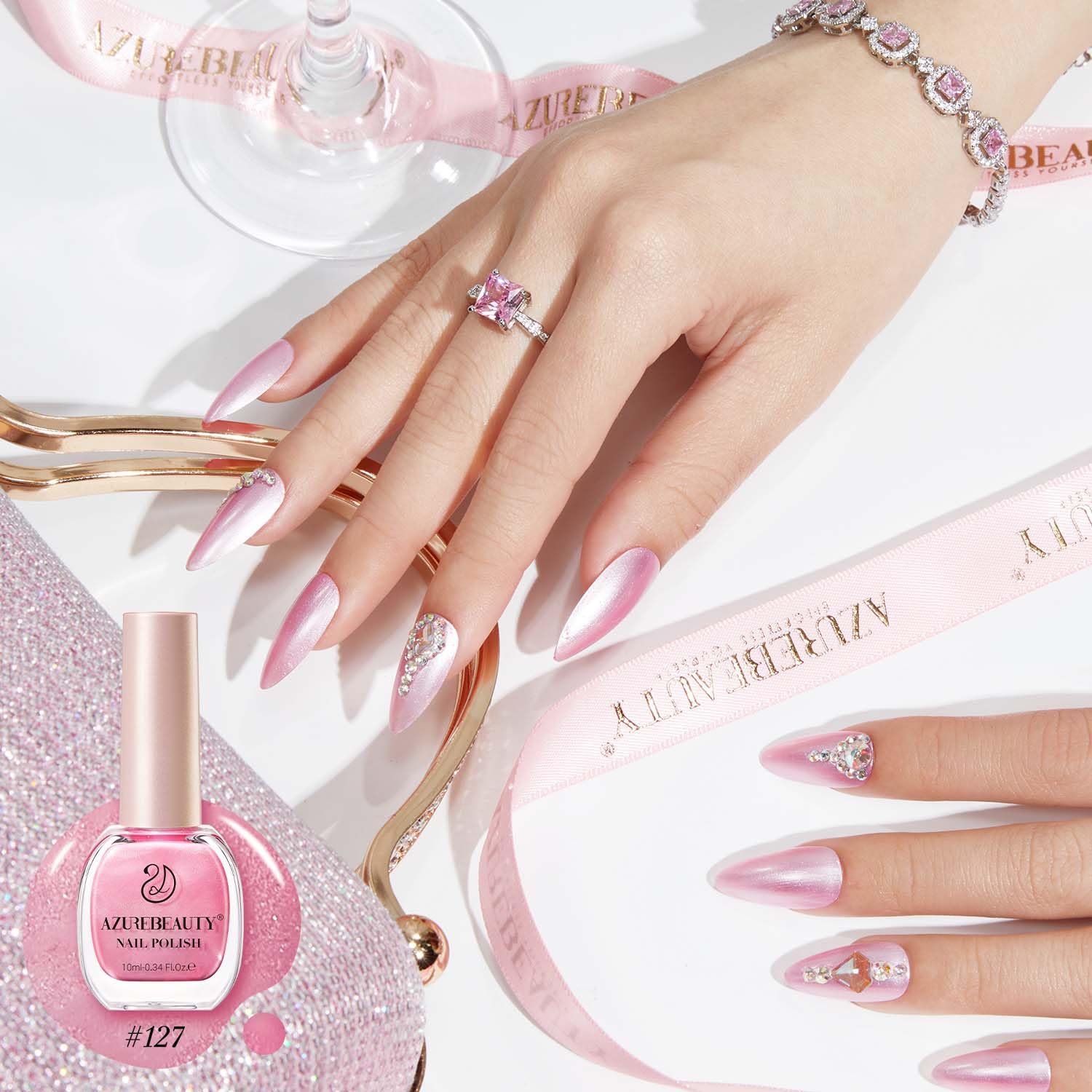 AZUREBEAUTY Muestra de pigmento rosa para color intenso y uniforme.