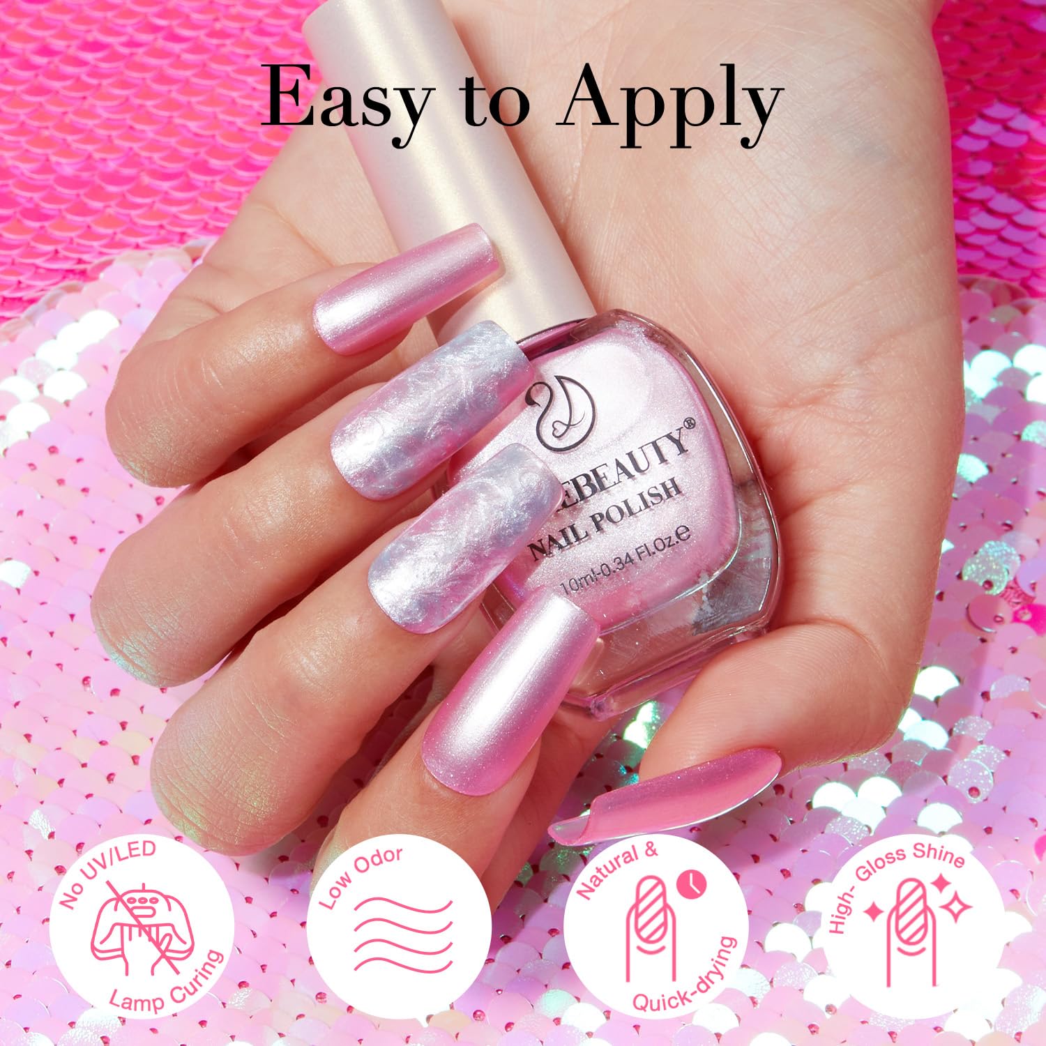 AZUREBEAUTY Esmalte rosa con secado rápido sin lámpara para retoques.