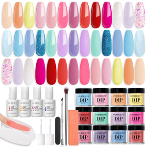 AZUREBEAUTY kit de polvo de inmersión colores pastel de 20 tonos para manicuras duraderas y brillantes.