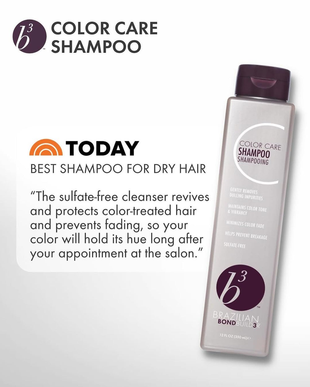 Aplicación diaria con champú B3 para cabello teñido en casa.