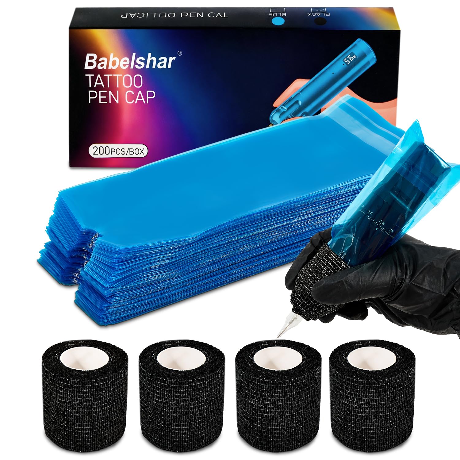 Babelshar cubiertas para máquina de tatuaje azules protegen contra fluidos