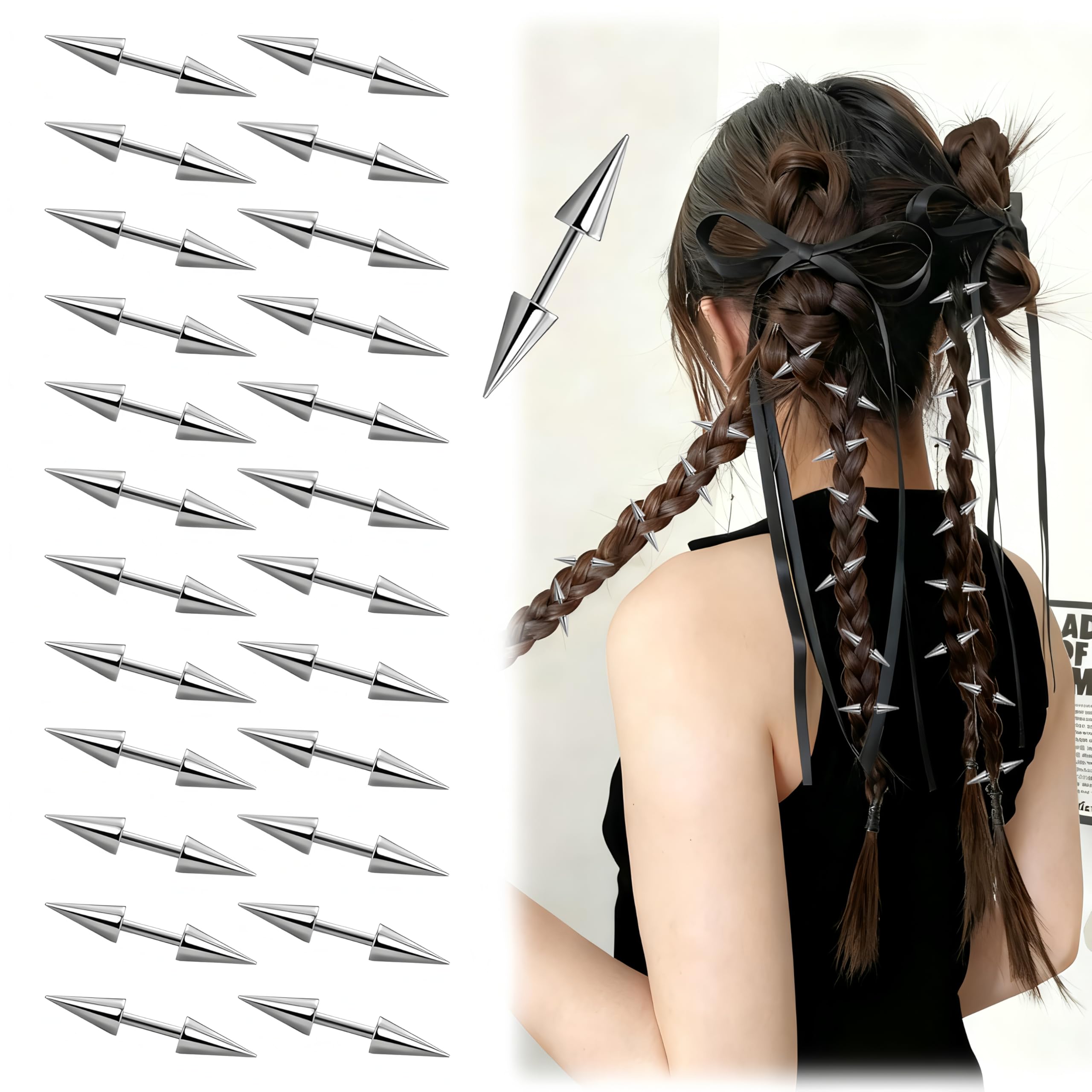 Pinzas para cabello góticas plateadas de BADAO, para looks audaces y duraderos.