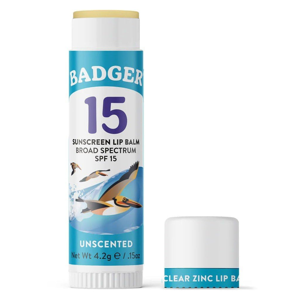 Badger balsamo labial mineral con zinc protege labios con cuidado suave.