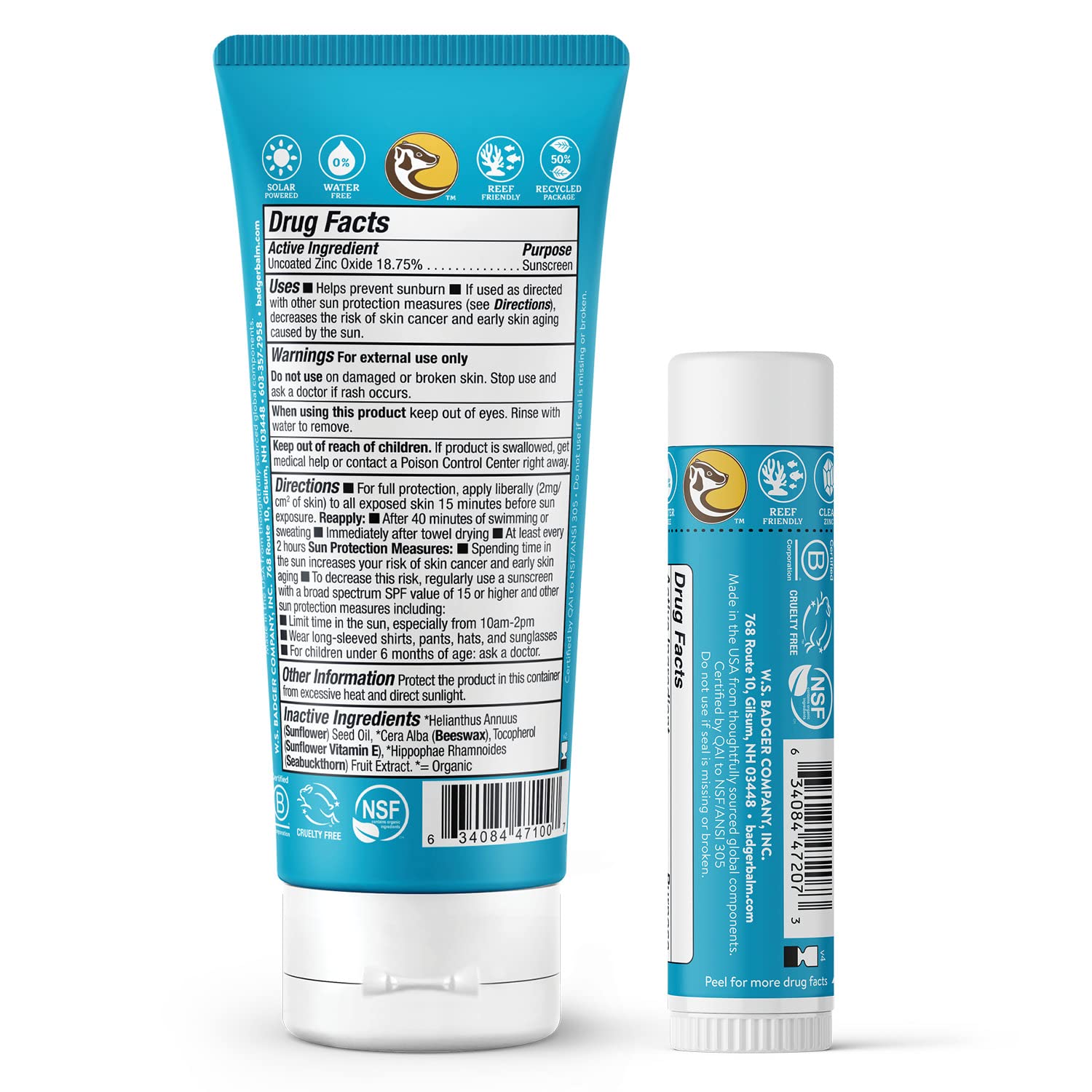 Badger barra solar mineral SPF 35, aplicación precisa para el rostro.