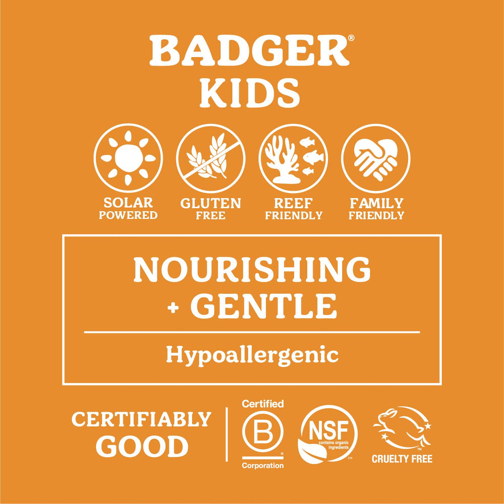 Badger Mineral Kids Protector Solar Barra primer plano muestra textura suave.