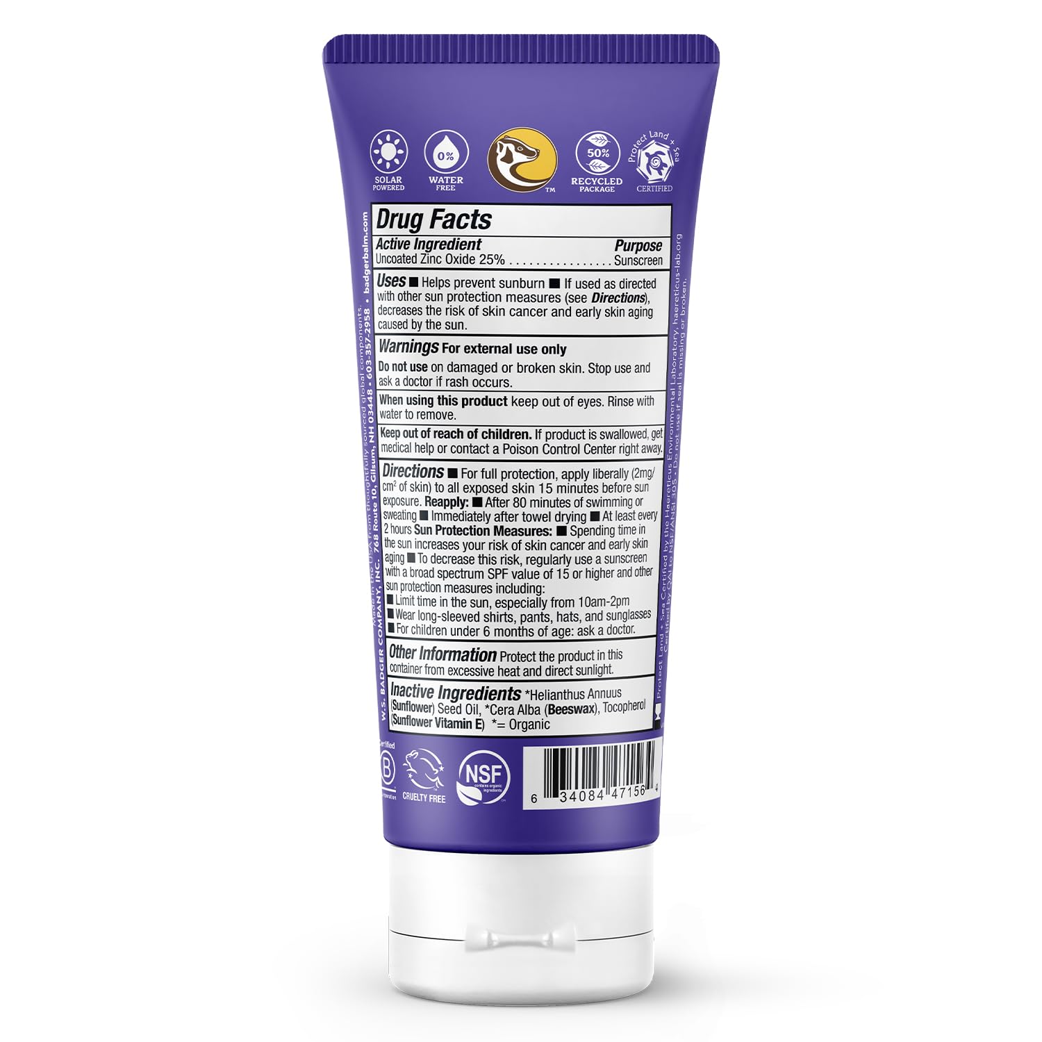 Badger protector solar mineral SPF 50, aplicación con la mano sobre la piel.