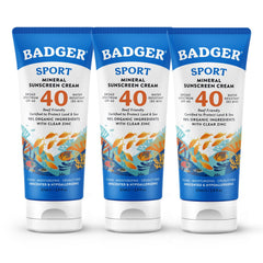 Badger protector mineral SPF40 para deporte al aire libre, protección confiable.