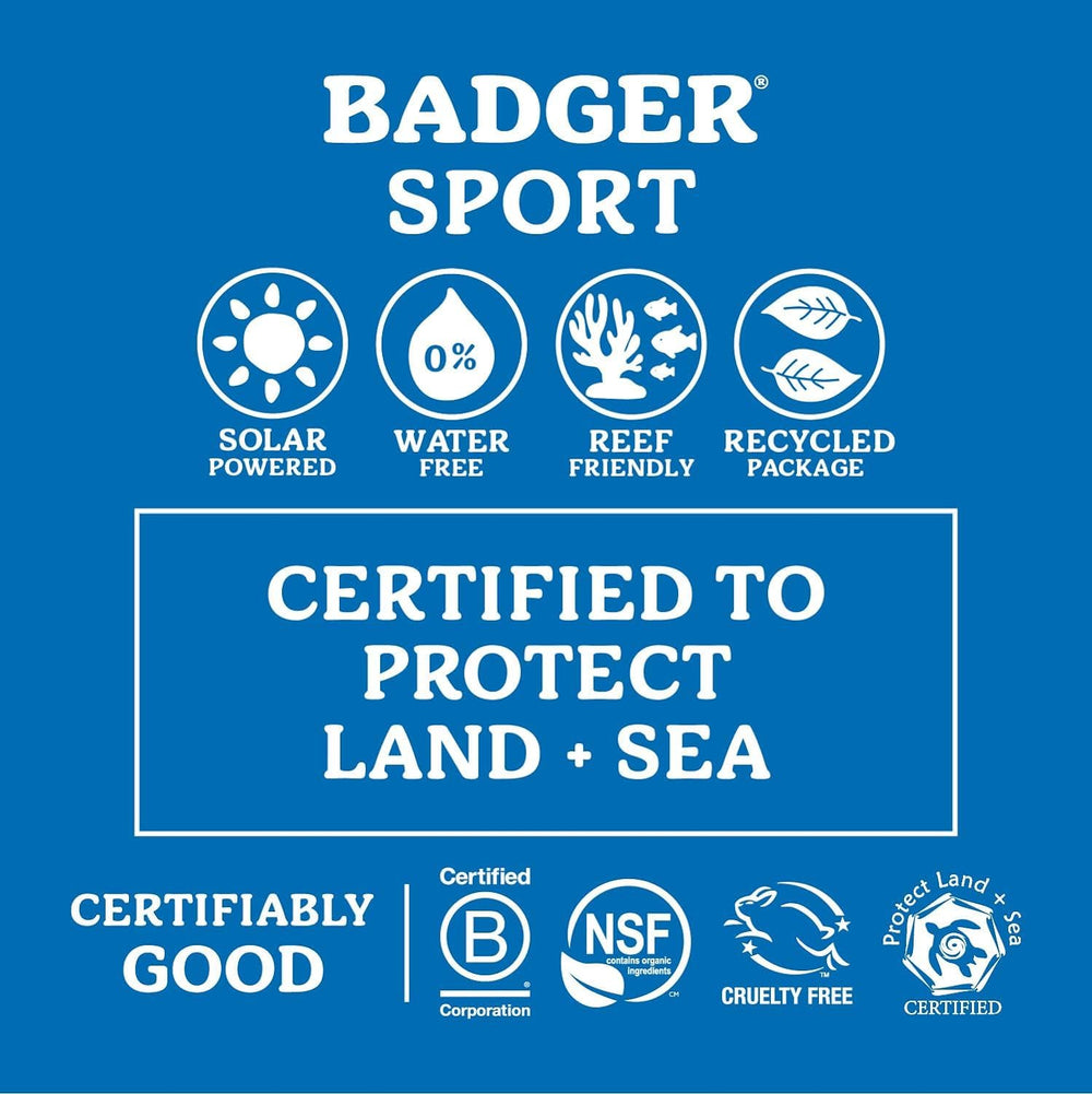 Badger crema solar resistente al agua, ideal para playa y surf.