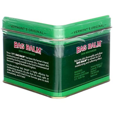 Bag Balm 8oz lata verde, uso familiar diario para cuidado de la piel.