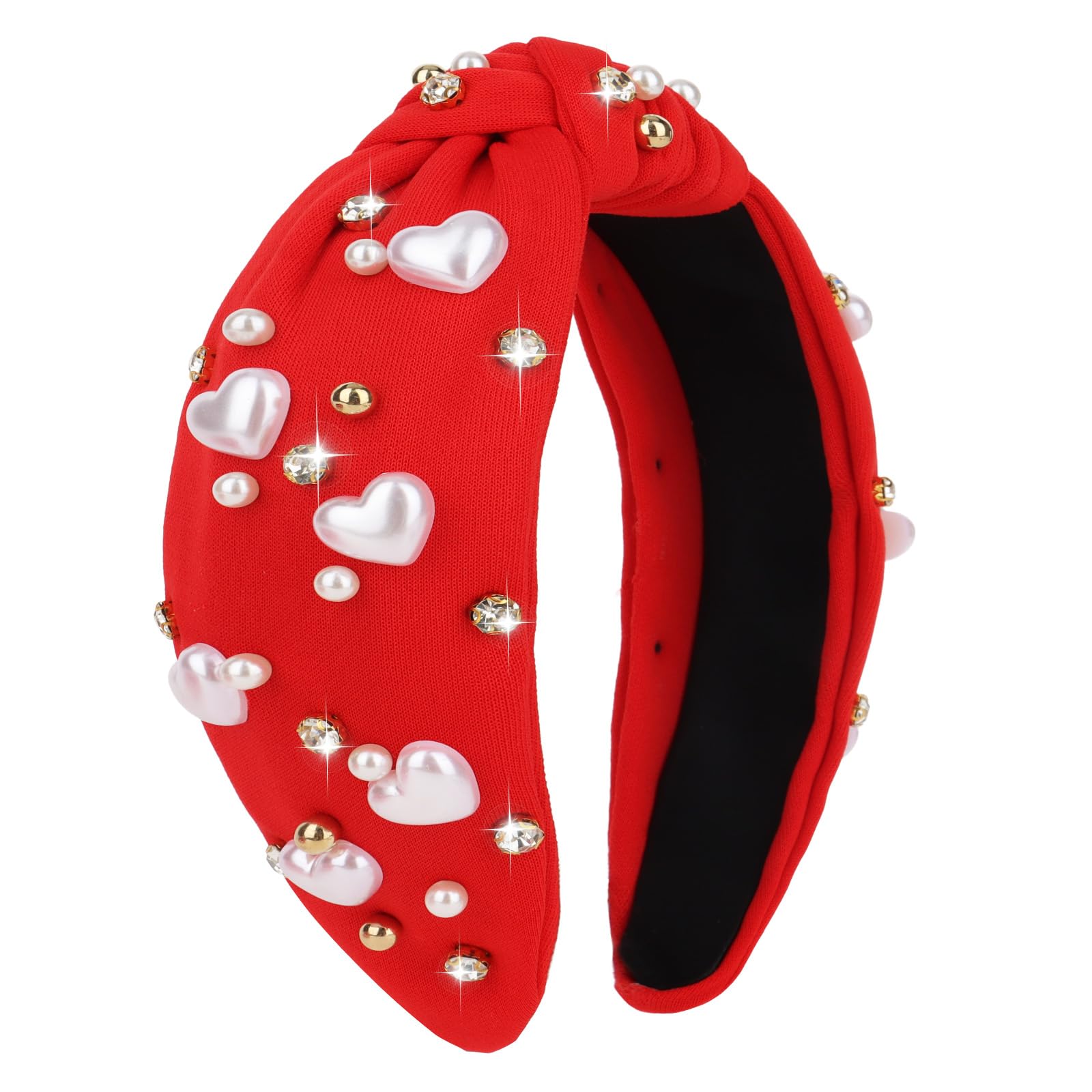 Diadema Bahaby con corazón y strass rojos para un estilo romántico.