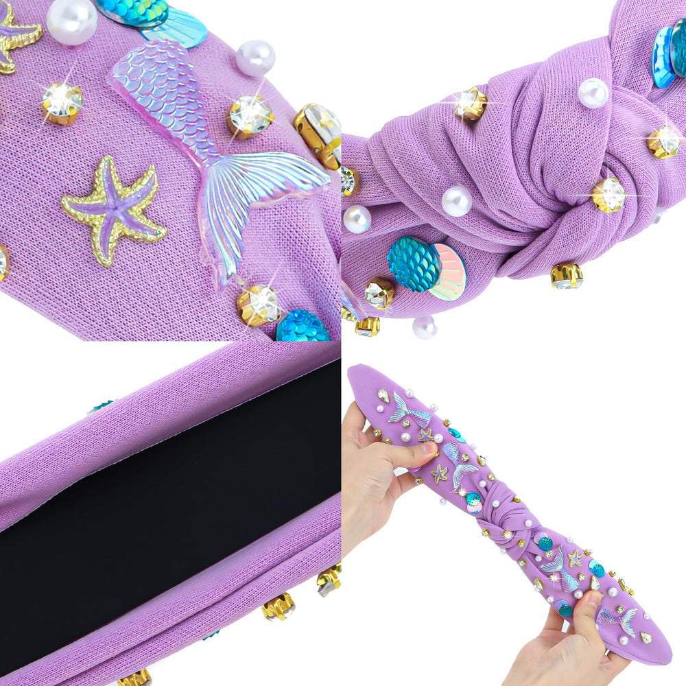Bahaby diadema sirena morada con cola de sirena, perfecta para cosplay o sesiones.