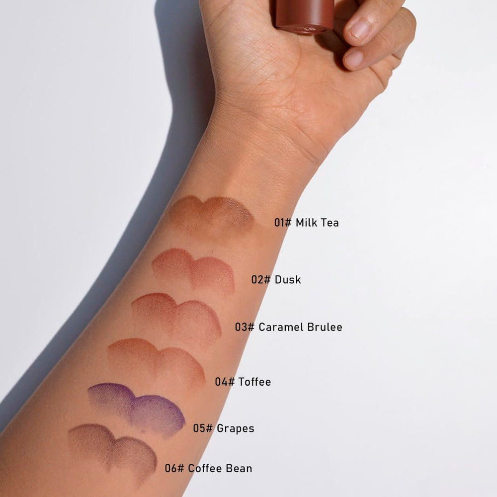 BAISEN DIARY swatches-tonos-labios muestran opciones para todos los tonos.
