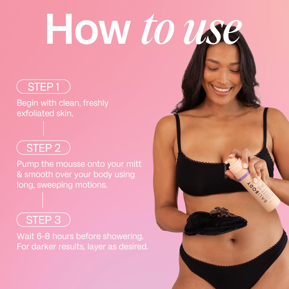 Bali Body Mousse, acabado glow duradero.