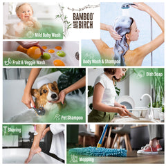 BAMBOO AND BIRCH uso multiproposito castile líquido para cuerpo, cara y cabello