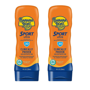 Banana Boat Sport SPF30, botella lista para uso activo al exterior.