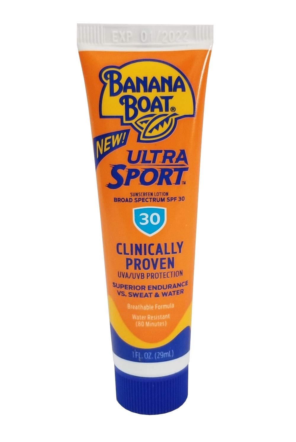 Banana Boat Sport SPF30, etiqueta clara para saber cuándo reaplicar.