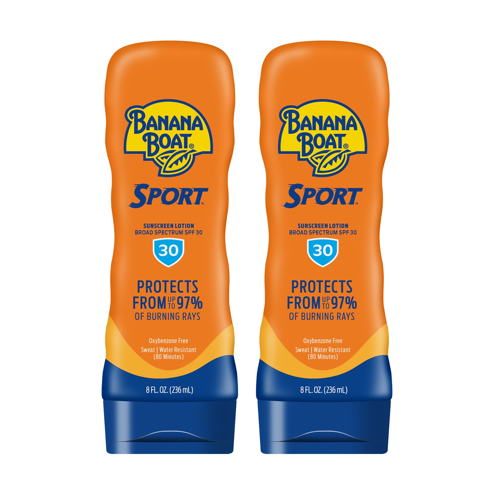 Banana Boat Sport Ultra Loción Solar SPF 30, botella frontal, protección clara para todas las pieles.