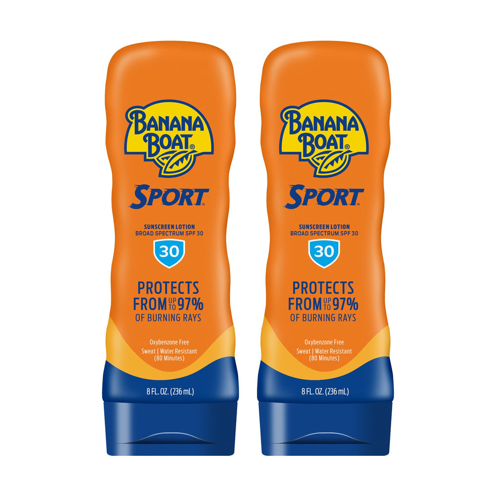 Banana Boat Sport Ultra Loción Solar SPF 30, botella frontal, protección clara para todas las pieles.