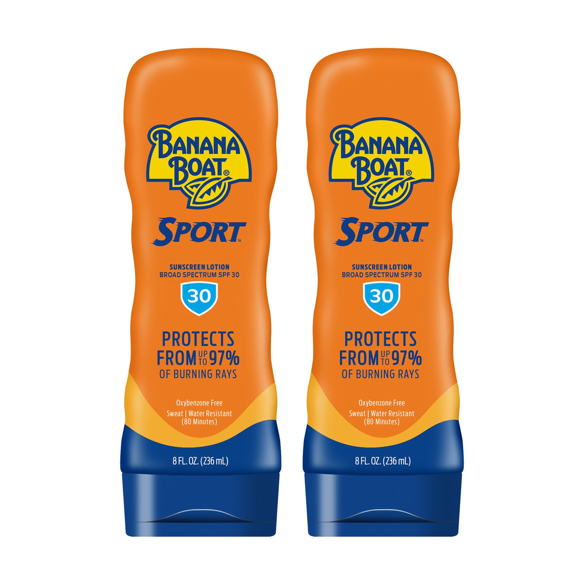 Banana Boat Sport Ultra Loción Solar SPF 30, botella frontal, protección clara para todas las pieles.