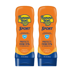Banana Boat Sport Ultra Loción Solar SPF 30, botella frontal, protección clara para todas las pieles.