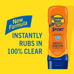 Banana Boat Sport Ultra Loción Solar SPF 30, textura liviana sin sensación grasa.