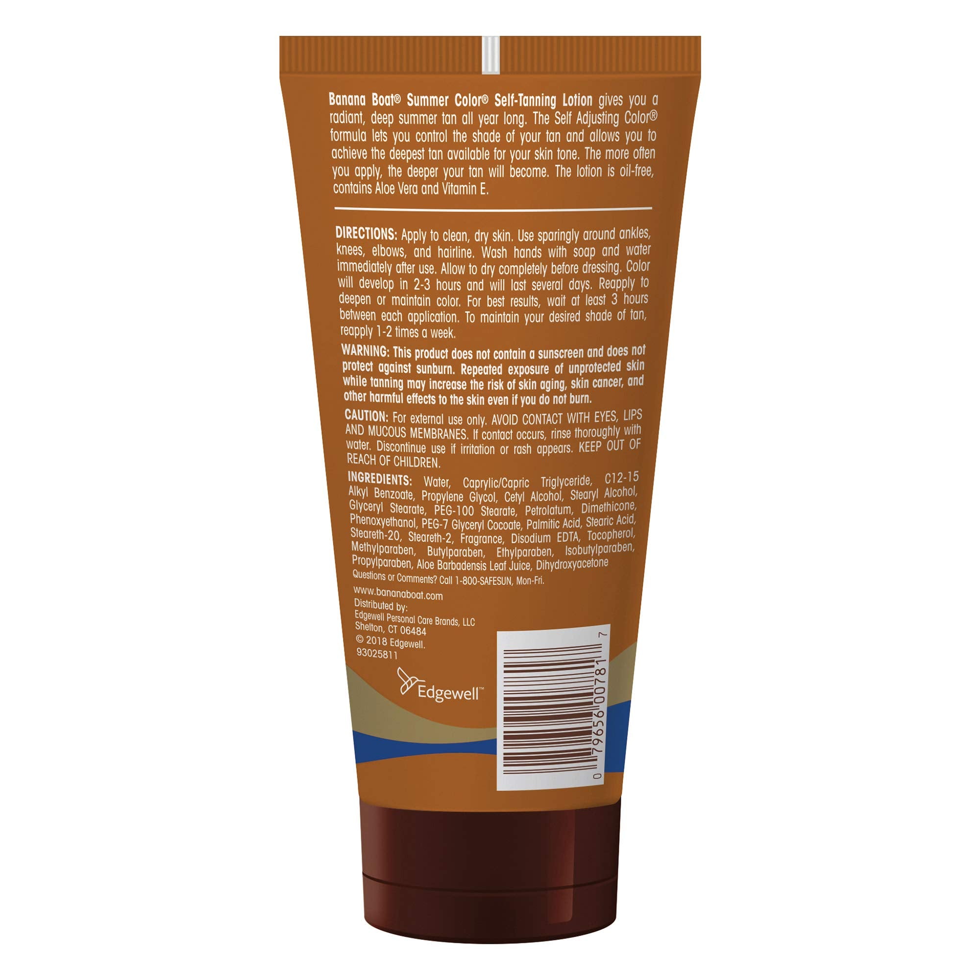 Banana Boat Summer Color Loción bronceadora: secado rápido para uso diario sin manchas.