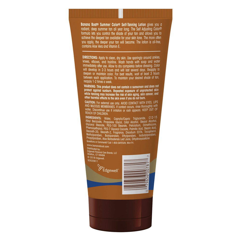 Banana Boat Summer Color Loción bronceadora: secado rápido para uso diario sin manchas.
