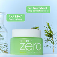 BANILA CO Clean it Zero Pore Balm applied to dry skin for thorough cleansing.