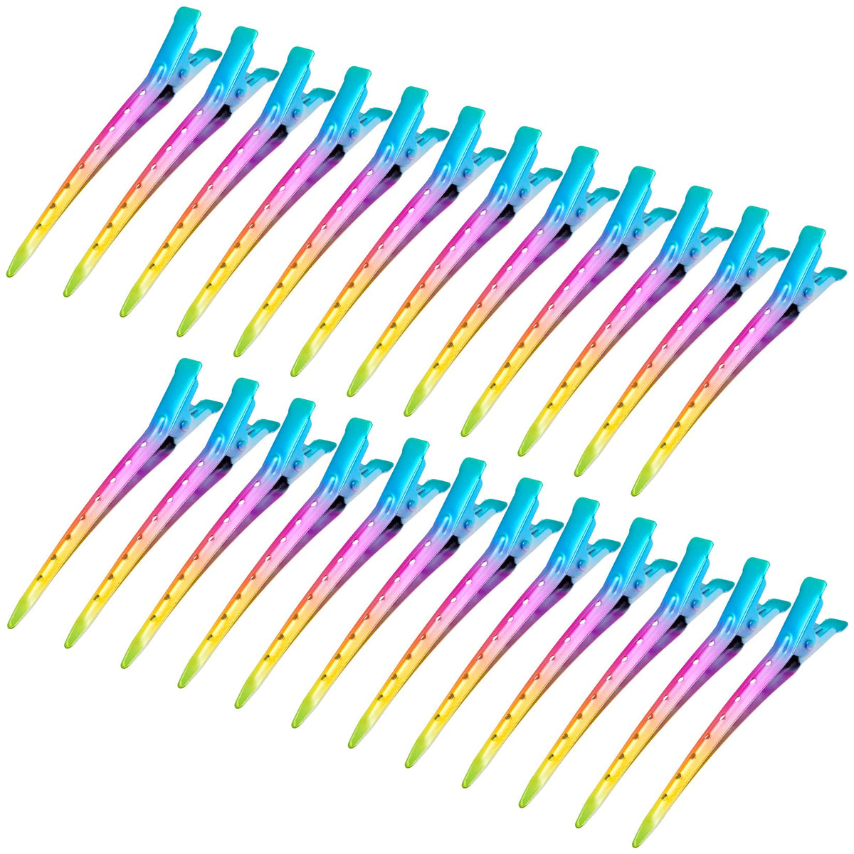 Bantoye clip-pico-pato arcoíris, ideal para seccionar el cabello con precisión.