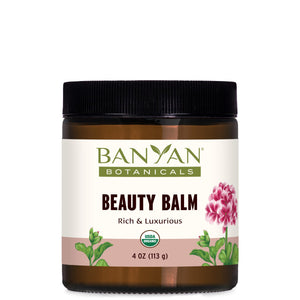 Beauty Balm de Banyan Botanicals, tarro cremoso para hidratación profunda de rostro y cuerpo.