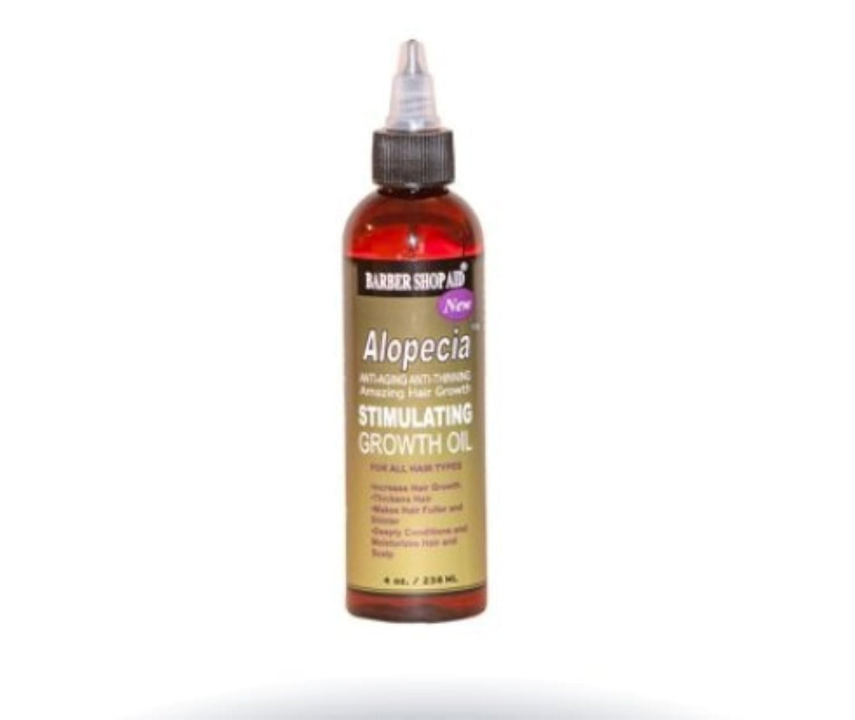 Barber Shop Aid bote de aceite estimulante para alopecia, uso diario para cuidado del cuero cabelludo.